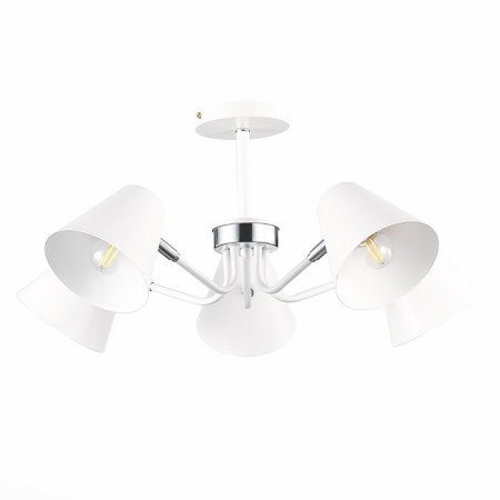 Ceiling EVOLUCE lamp. Sle106702-05. Lere. 5x60 watts, E27, 63x63x28 cm, white color, chrome-1