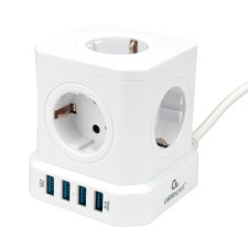 Сетевой фильтр Cablexpert Tower TWR-5-U4-W-2, 5р, 10А, 4хUSB, 3.1А, 2м, ур.защиты 4+, белый, 1030905