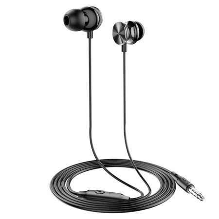 Hoco M96 headphones, wired, vacuum, microphone, 1.2 m, black