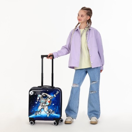Small suitcase 20 "On a zipper, code lock, 4 wheels, blue color-8