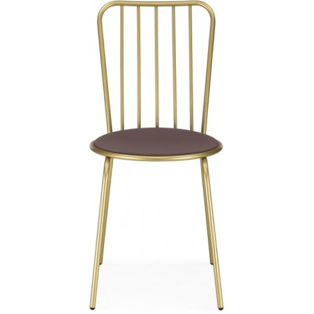 Chair on the metal frame Avalon Metal/velor, gold/cocoa 39x48x86 cm-1