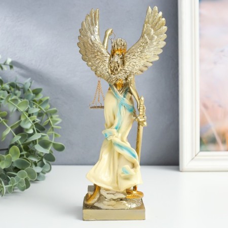 Souvenir Polystone "Goddess Femis with wings - justice" Cream with gold 6x11x25 cm-2
