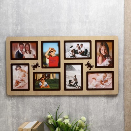 Photo frame of HDF in 8 photos 10x15 cm (plastic screen)