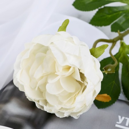 Artificial flowers "lush peony" 7x47 cm, white-1