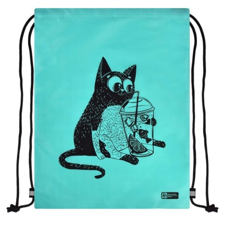 Back for shoes 420 x 340 mm, silk -screen printing, Phoenix "Cat with lemonade" turquoise 62501-1