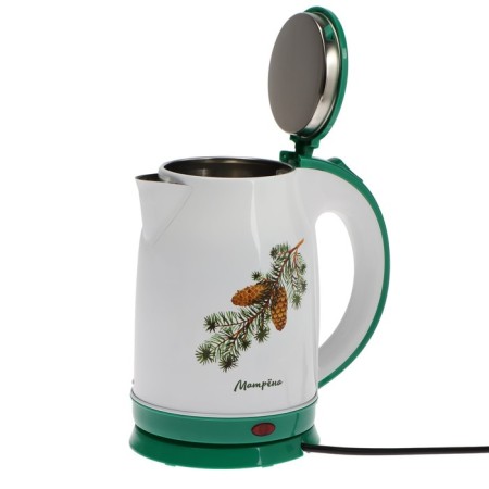 Teapot Electric Matryona MA-120, Metal, 1.8 L, 1500 W, white-green with the pattern "BIGH"-5