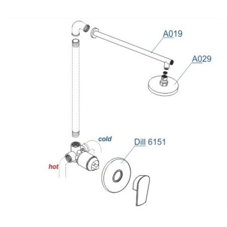 The shower system waserkraft a12629, built-in, tropical shower, brass/ABS plate, chrome 101201-2
