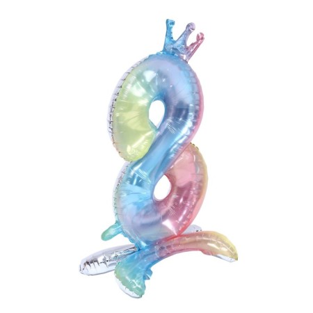 Foil ball 32 “The number 8 with the crown”, gradient, on the stand-2