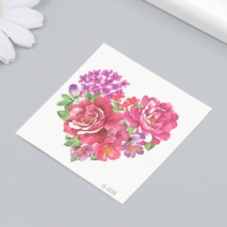 Tattoo on the body color "Heart from flowers" 6x6 cm-1