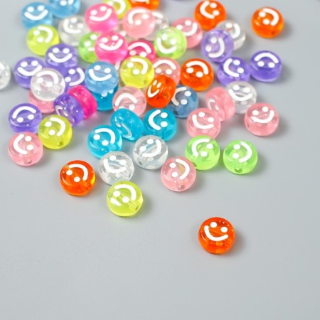 Beads for creativity Plastic "White Smiley on color" set of 20 g 0.5x1x1 cm-1