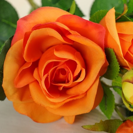 Artificial flowers "bush roses" 8x65 cm, orange-1