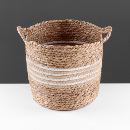 Storage basket with handles "Java", D280 S280 B260, natural, white-1