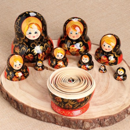 Matryoshka "Khokhloma", 10 puppet, 16 cm-3