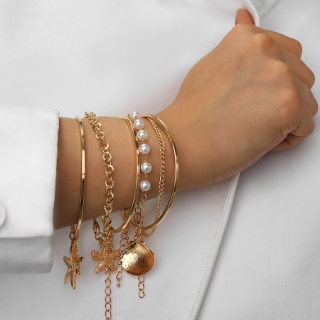 Set of 6 items: 6 Bracelets "Sea", Color Gold-2