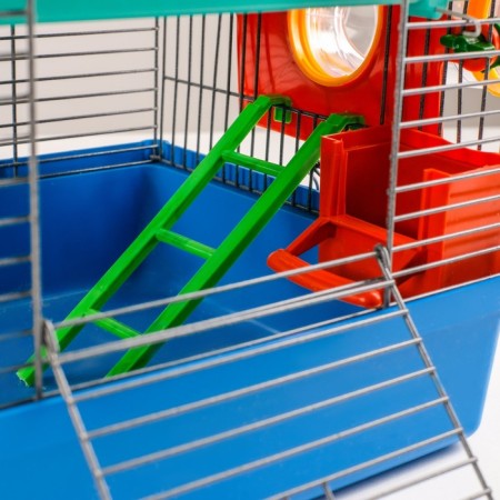 Mini cage for rodents, two -tier, with a shelf, house and a mix of labyrinths-19