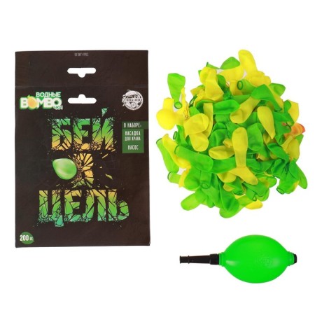 Water bombs “Bit the target”, 200 pcs., With a pump and a nozzle, the color of mix-1