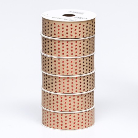 Ribbon for decor and gifts Kraft with stars "Star" 2cm x 5 m-3