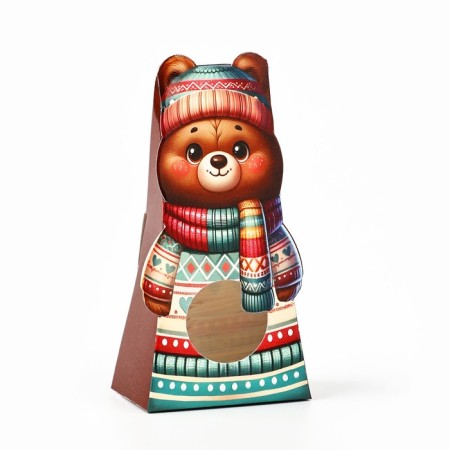 Folding box with the window "Bear", 6 x 12.4 x 3.5 cm, New Year-1