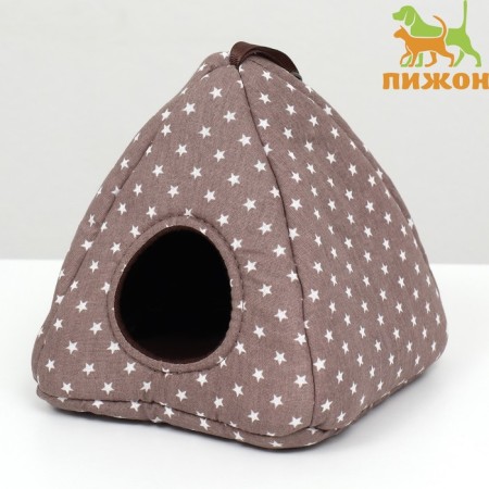 House "Vigva" for rodents, 17*17*17 cm, calico, fleece, gray