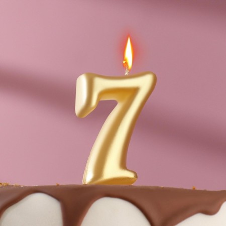 Candle for the cake figure "Oval" Golden "7, large, 5.5 cm