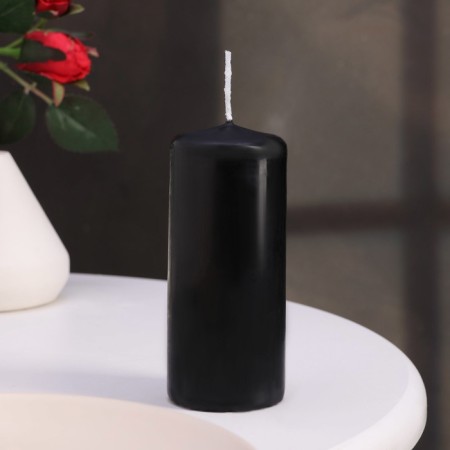 Candle cylinder, 5x11.5 cm, set 2 pcs, black-1