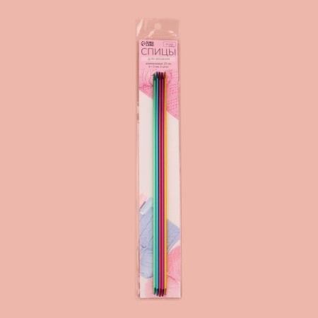 Knitting knitting needles, hindeer, aluminum, d = 3 mm, 25 cm, 5 pcs, color mix-4