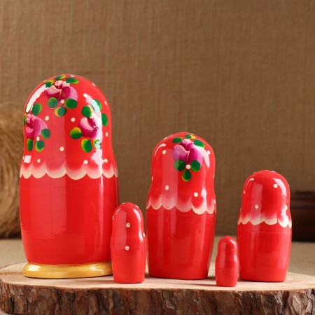 Nesting doll "Avdosya", red dress, 5 puppet, 18 cm-5
