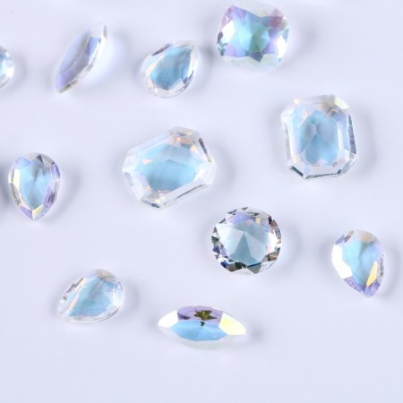 Decorative pebbles for creativity, set of 15 pcs., Transparent color, stones - from 6 to 14 mm-1