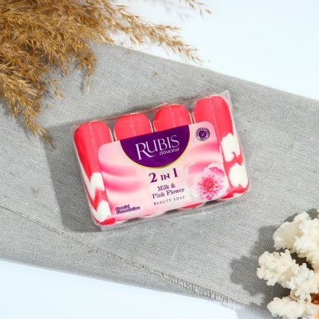 Rubis toilet soap "Milk & Pink Flower", 4x90 360 g