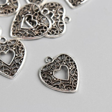 Decor for creativity Metal "Openland Heart" silver 2.3x2 cm