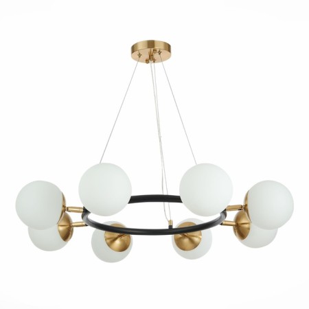 Suspended EVOLUCE lamp. Sle220403-08. Forli. 8x60 watts, E27, 75x75x18 cm, black color, brass-3