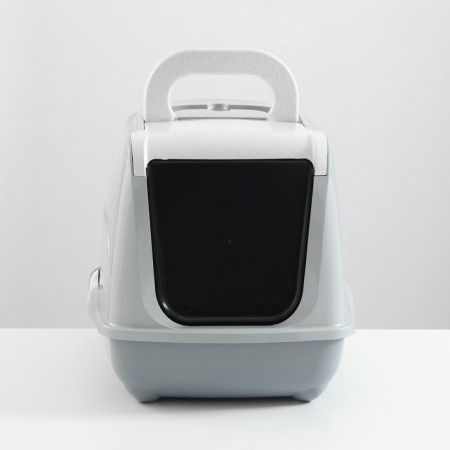 Domik toilet for cats closed with a door 50*38*37 cm, gray-1