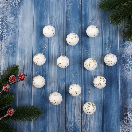 Set of balls plastic D-3 cm, 12 pcs "Golden intersperse"