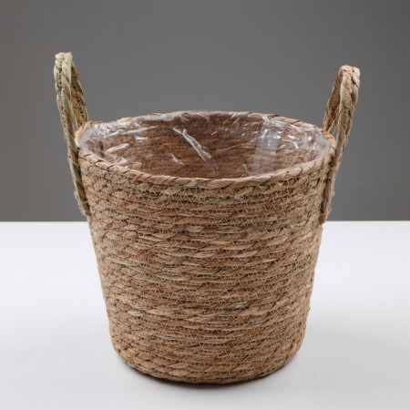 Kashpo wicker "safari" with handles, 25.5x25x23 cm, natural-1