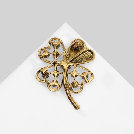 Brooch "Clover" half of the heart, white-green color in black gold-1