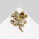Brooch "Clover" half of the heart, white-green color in black gold