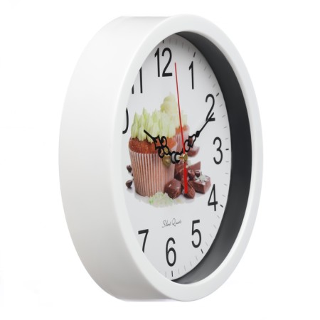 Wall clock, series: kitchen, "cupcakes", smooth move, D-20 cm, white-1
