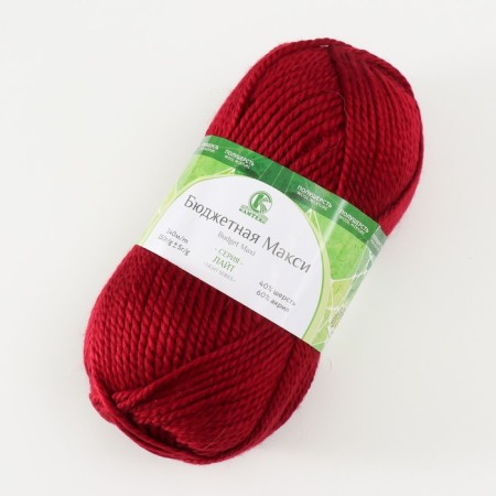 Yarn "Budget maxi" 40% wool, 60% acrylic 140m/150g (cherry - 091)-1