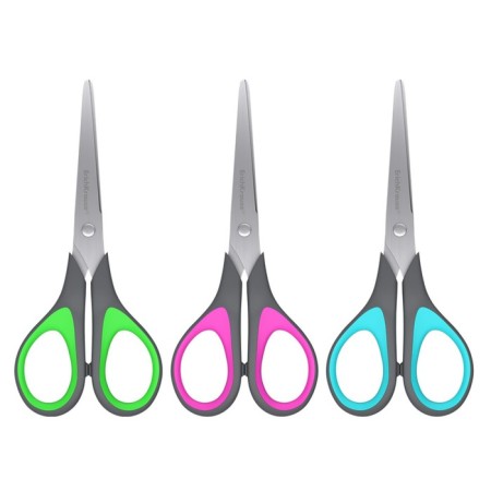 Scissors Erichkrause Standard+, 17 cm, with improved double sharpening, handles with anti -slip rubber inserts, mix-11