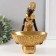 Souvenir Polystone stand "African sits, with a wicker basket" Gold 16x16x23 cm