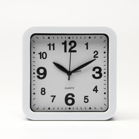 Clock - desktop an alarm clock, with a suspension, a discrete move, d -12.5 cm, 15 x 15 cm, aa