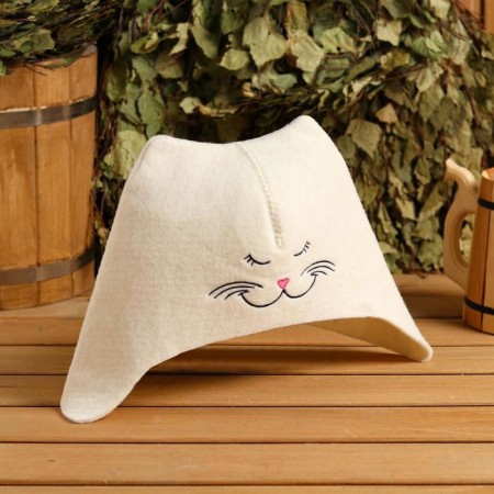 Bath cap "Kithechka", white felt