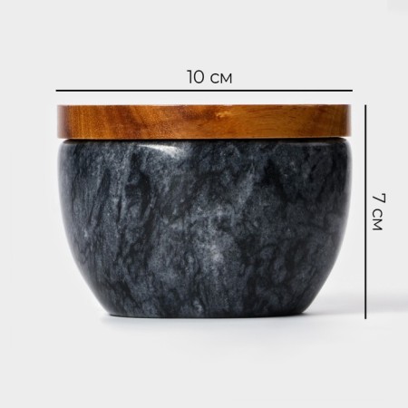 Bank for bulk products Magistro Marte, Marble, 150 ml, D = 10 cm, black color-2