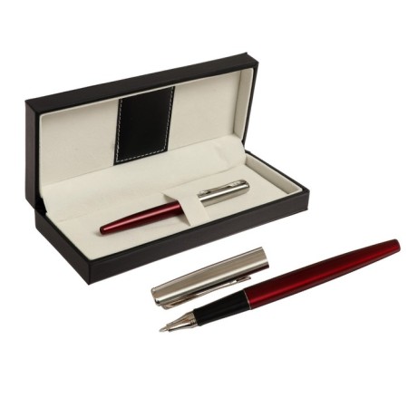 Handle Gift ball in the leatherette case, Bordeaux body with silver