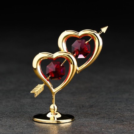 Souvenir "Two hearts with an arrow", 7 × 6 × 3 cm, with crystals