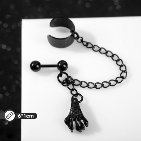 Earring "Kaff" Chain with paw, black color