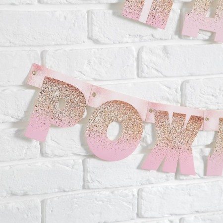 Girland on the eyelets "Happy Birthday", pink with a gift, length 225 cm-4