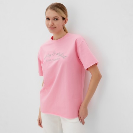 Women's T-shirt Minaku Oversize Fit: Sporty & Sty! Light pink color, river 42-3