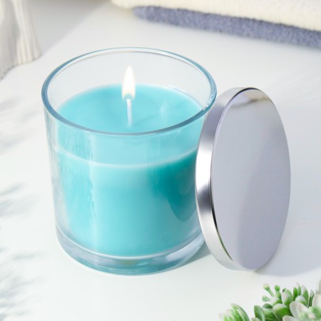 Aromatic giant in a glass "turquoise sky", soy wax, 10x10 cm