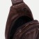 Male sling bag, artificial leather, headphone opening, brown color